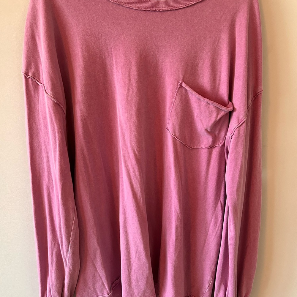 We The Free Long Sleeve Pocket Tee in Dusty Rose
